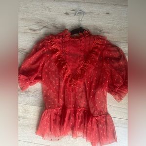 Red Short Ruffled Top